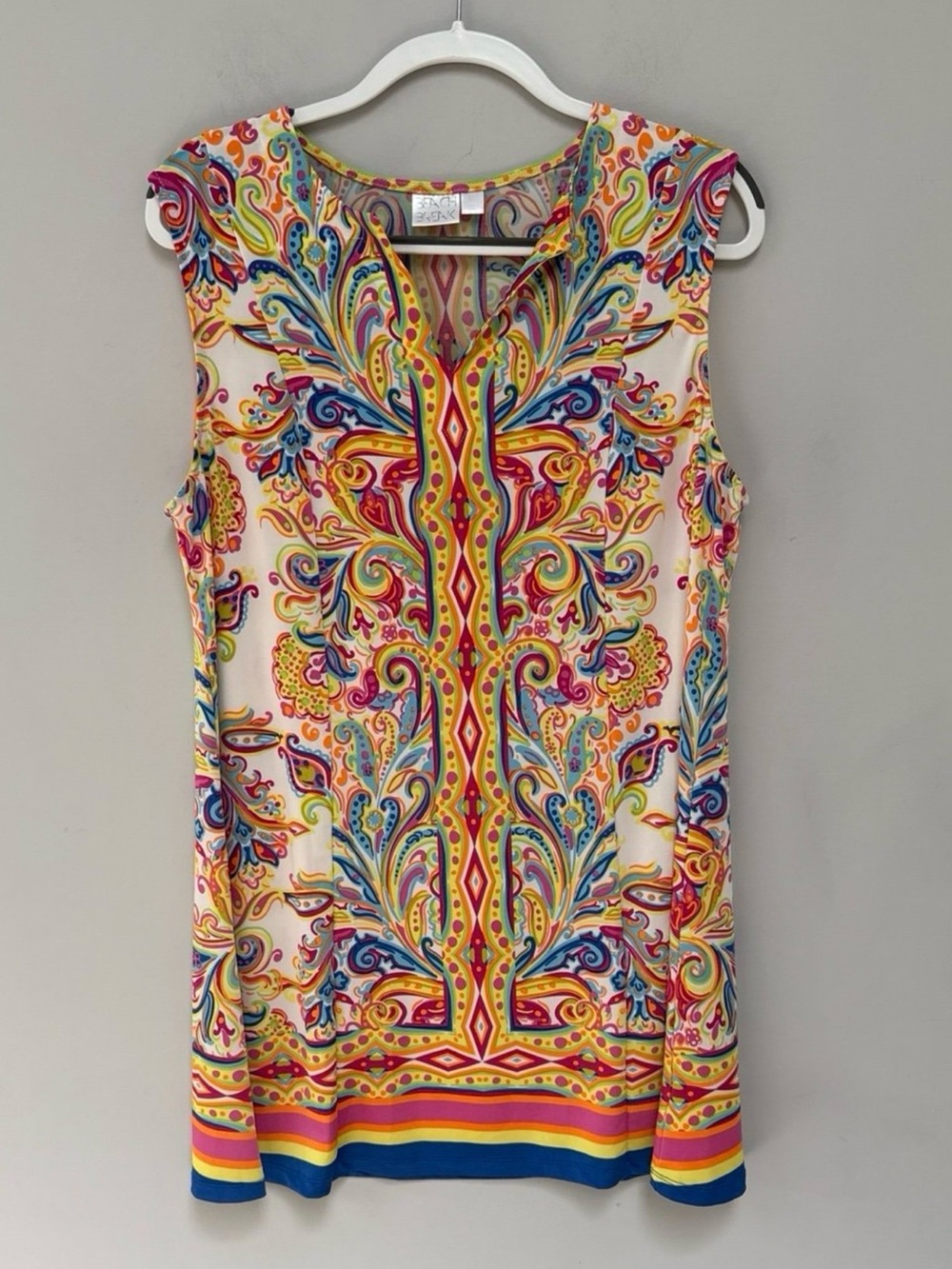 Sleeveless Multicolor Paisley Beach Dress